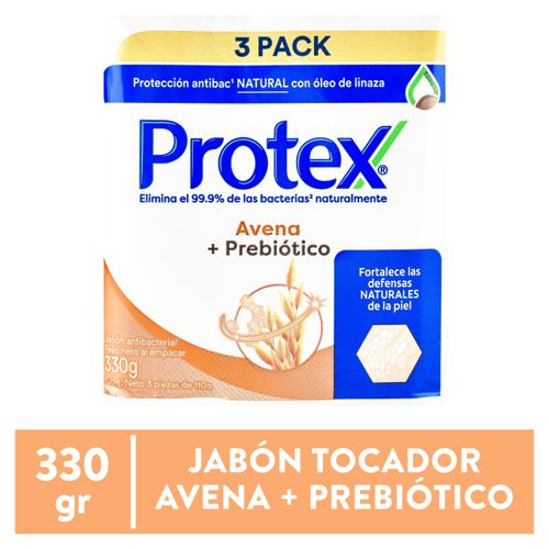 Jabón de Tocador Protex Antibacterial avena, 3 Pack -110 g