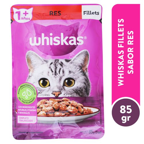 Alimento húmedo Whiskas para gato adulto sabor res - 85 g