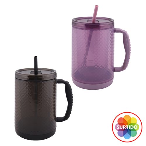 Vaso Mainstays, con pajilla y tapa Surtido -48onz