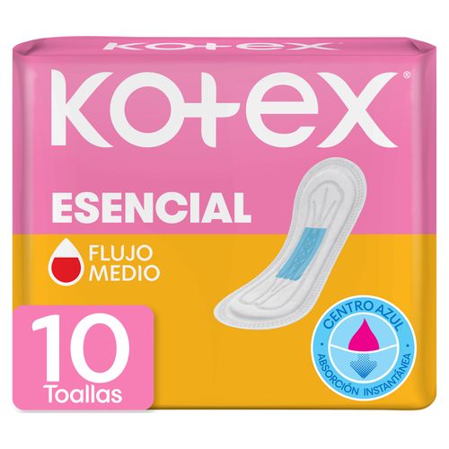 Toallas Femeninas Kotex Esenciales Sin Alas -10 Uds