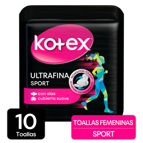 Toallas Femeninas Kotex Sport Ultradelgadas -10 uds