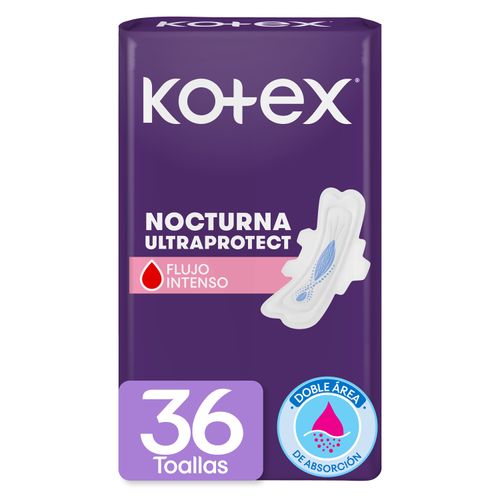 Toallas Femeninas Kotex Nocturna Ultraprotect -36 Uds