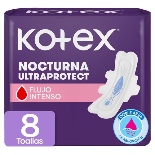 Toallas Femeninas Kotex Nocturna Ultraprotect -8 Uds