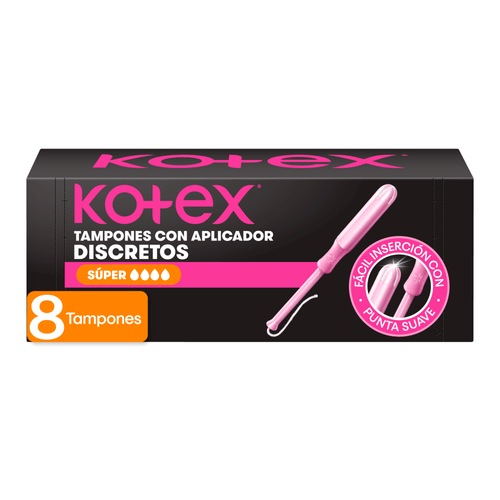 Tampones Kotex Discretos Super con Aplicador -8 Uds