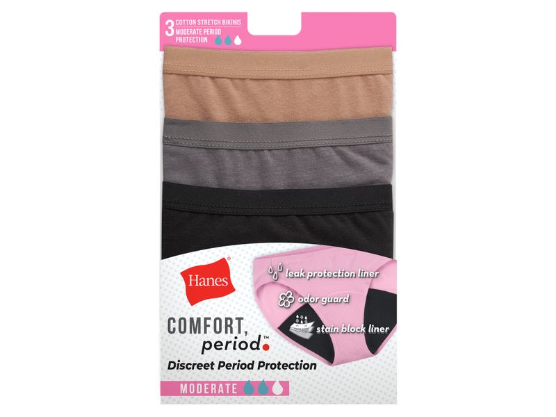 Panty-Bikini-Hanes-de-Periodo-para-mujer-flujo-Moderado-3-pack-surtido-Talla-6-2-110245