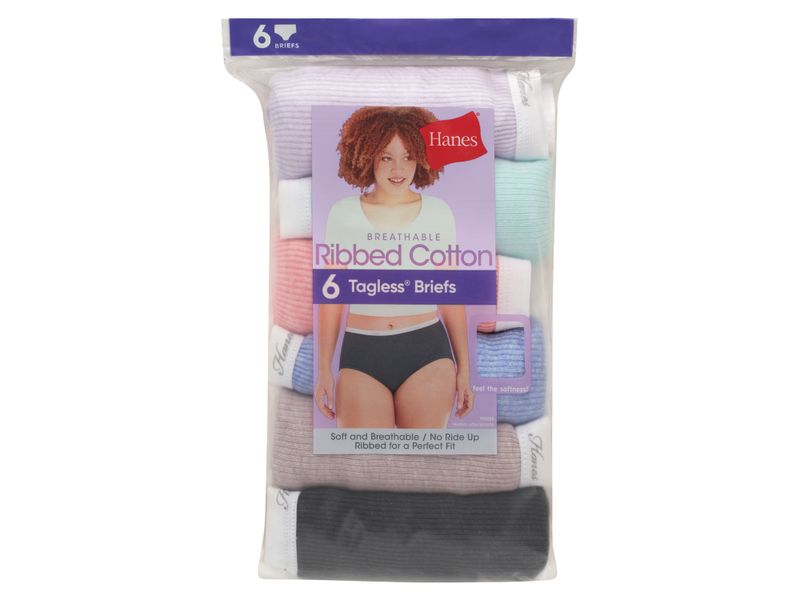 Panti-Hanes-Algod-n-Acanalado-para-Mujer-6-pack-surtido-Talla-8-1-107479