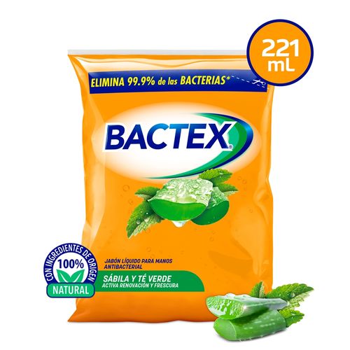 Jabón Bactex Líquido Antibacterial  Sábila - 221 ml