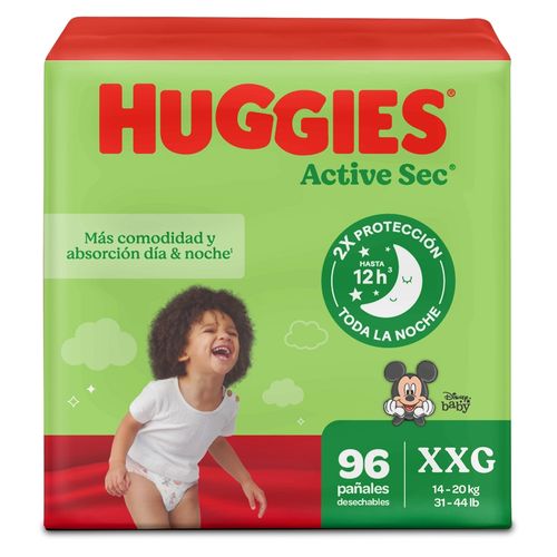 Pañales Huggies Active Sec Etapa 5/XXG  Más Comodida y Absorción - 96 uds