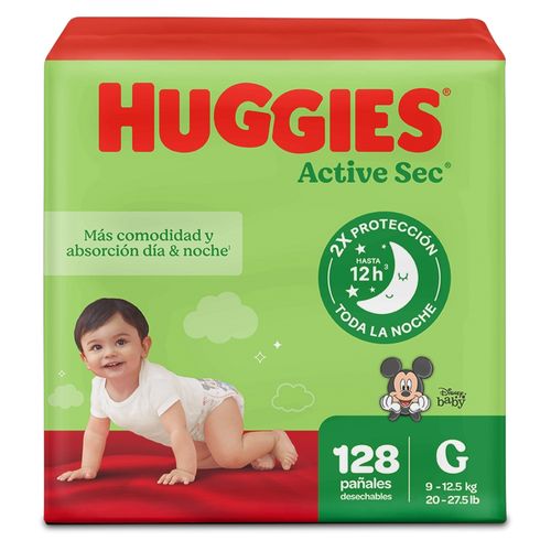 Pañales Huggies Active Sec Etapa 3/G  Más Comodida y Absorción - 128 uds