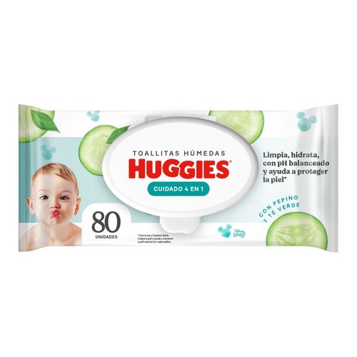 Toallitas Húmedas Huggies Cuidado 4 en 1 Desechables - 80 uds