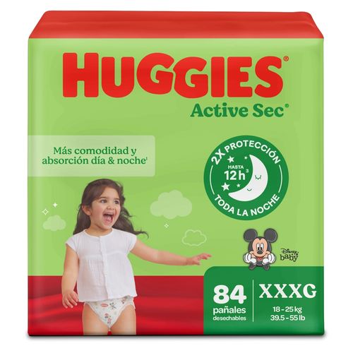 Pañales Huggies Active Sec Etapa 6/XXXG  Más Comodida y Absorción - 84 uds