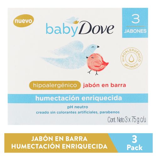 Jabón Barra Dove Baby Hidratación, 3 Pack - 75g