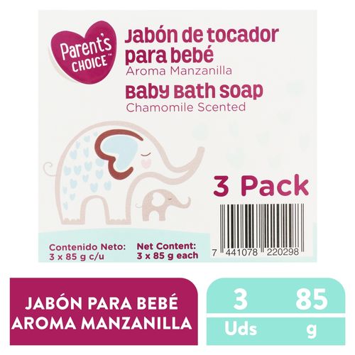 3 Pack Jabón Parents Choice Bebé Manzanilla -85gr