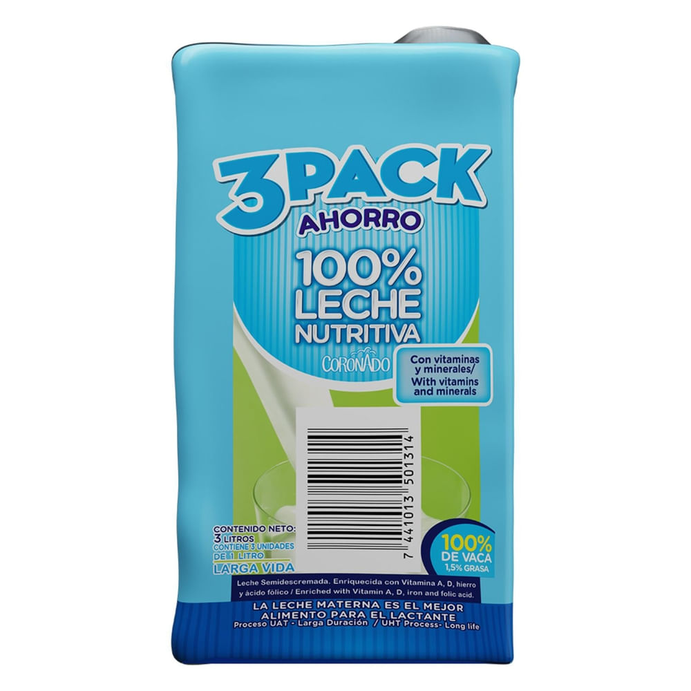 Leche Coronado 100% Nutritiva 3pack - 1 L - Maxipalí | Costa Rica