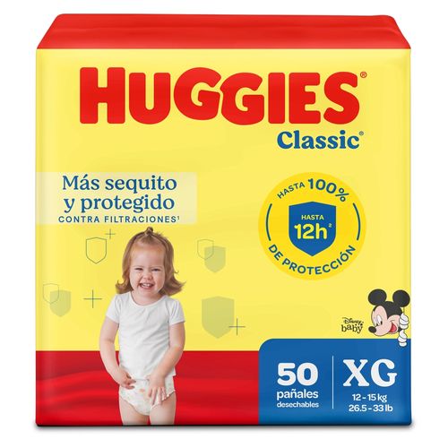 Pañales Huggies Classic Etapa 4/XG Más Sequito y Protegido - 50 uds