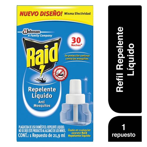 Repelente Raid Líquido Anti Mosquitos Repuesto 30 Noches - 21.9ml