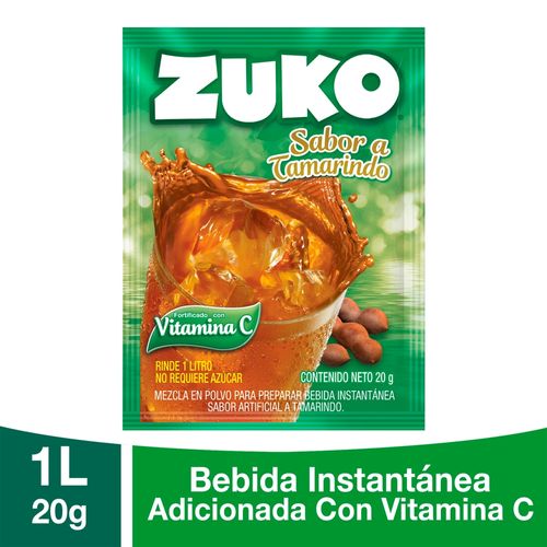 Bebida En Polvo Instantánea Marca Zuko Sabor Tamarindo, Con Vitamina C - 20g