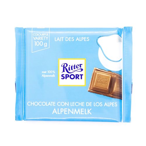 Chocolate Ritter sport con leche de los alpes - 100 g