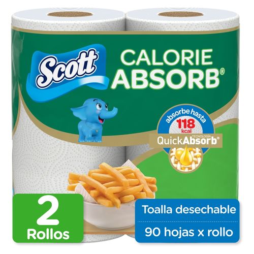 Toalla de papel Scott desechable calorie absorb 2 Uds - 90 hojas
