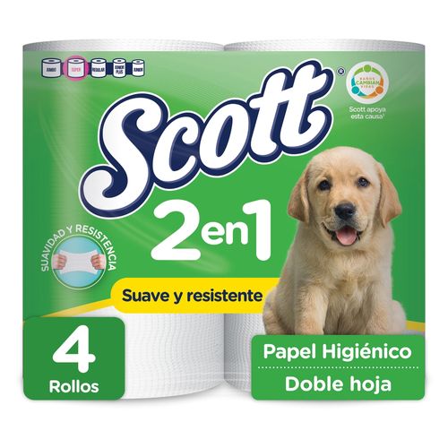 Papel Higiénico Scott 2 en 1 Doble Hoja -4 Rollos