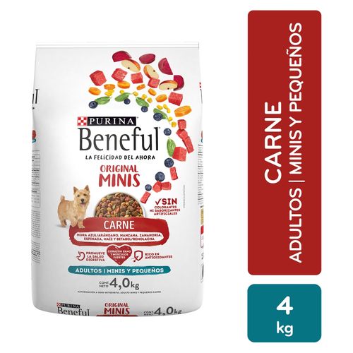 Alimento Perro Adulto Purina Beneful Original Minis Carne, Minis Y Pequeños 4kg