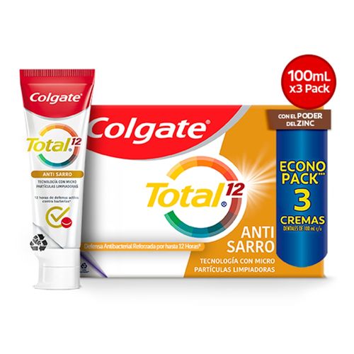 Pasta Dental Colgate Total 12 Antisarro 100ml, 3 Pack