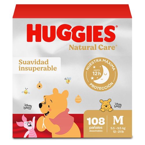 Pañales Huggies Natural Care Etapa 2/M Suavidad Insuperable - 108 uds