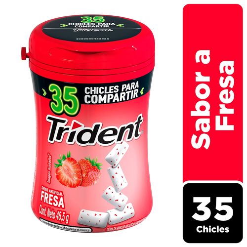 Chicle Trident Botella Sin Azúcar Sabor Fresa 35 Uds - 45,5g