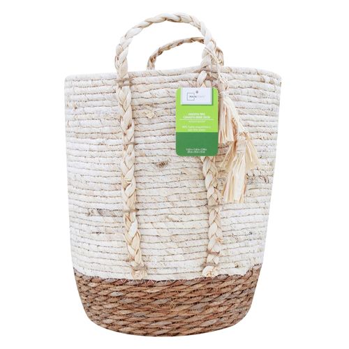 Ms Maceta Tipo Canasta Beige 35cm