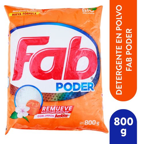 Detergente en polvo Fab con ámbar - 850 g