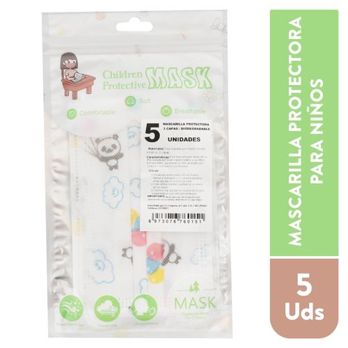 Mascarilla Mask Desechable 3 Capas Niños 5 unidades