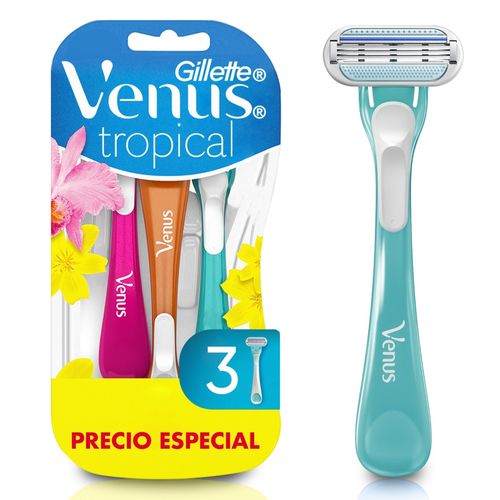 Rasuradora para Mujer Gillette Venus Tropical con 3 Hojas 3 Uds