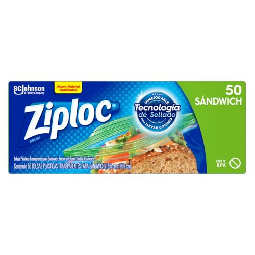 Bolsa Ziploc Para Alimento Sándwich -50 Uds