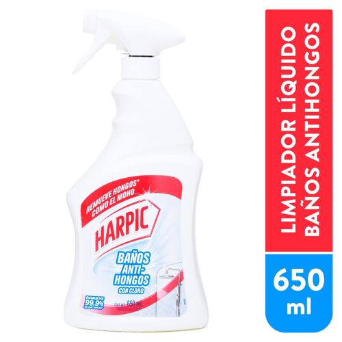 Limpiador De Baño Harpic  Anti-Hongos White & Shine Con Cloro Rociador -650ml