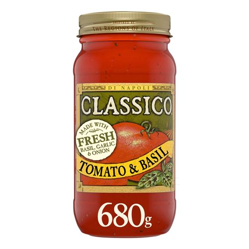 Salsa pasta de tomate y albahaca Classico, para pasta, vidrio -680g
