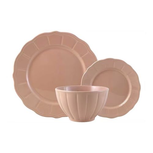 Vajilla Mainstays, color rosado -12 pzas