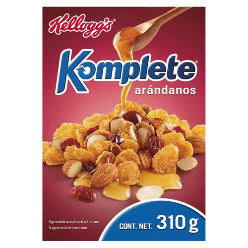 Cereal Kellogg's® Komplete® Arándanos - Cereal de Maíz, Avena, Arroz y Salvado de Trigro con Arándanos - 1 Caja de 310 g