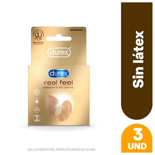 Condones Durex Real Feel Sin Látex Grueso, Lubricante A Base De Silicona - 3Uds