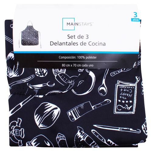Delantal para cocina Mainstays -3 uds