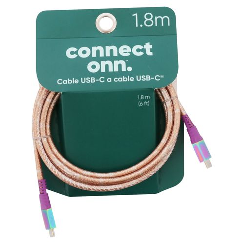 Cable Onn USB C a USB C colores surtidos 1.8 m