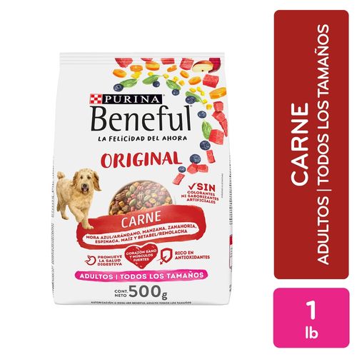 Alimento Perro Adulto Purina Beneful Original Carne, Todos Los Tamaños 500g