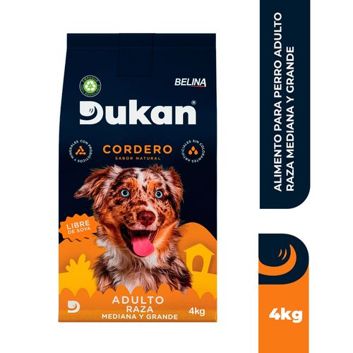 Alimento Dukan para perro adulto razas medianas y grandes sabor cordero y libre de soya - 4 kg