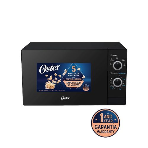 Horno Microondas Oster Mod. OGM3702 Capacidad 20 Litros, 0.7 Pies Cúbicos, Color Negro, Control Manual, Función de Descongelado.