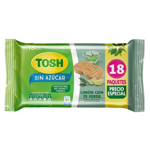 Galleta Tosh Sabor Limón Con Té Verde - 405g