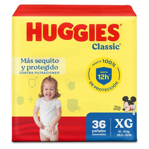 Pañales Huggies Classic Etapa 4/XG Más Sequito y Protegido - 36 uds