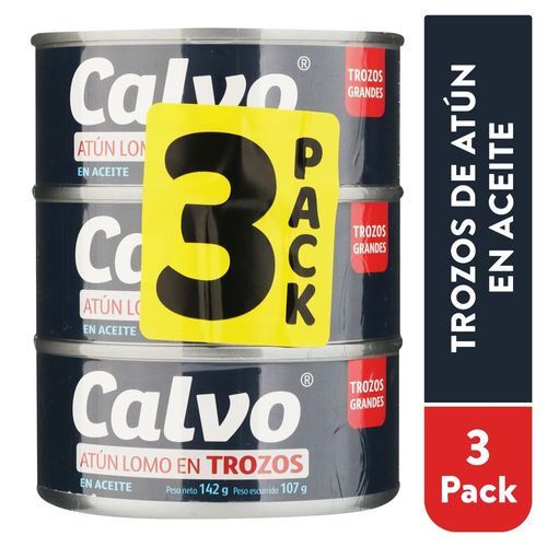 3 Pack Atún Calvo Aceite Trozo Lomo -426gr