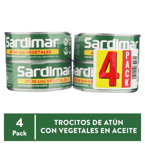 4 Pack Atún Sardimar Vegetales - 140gr