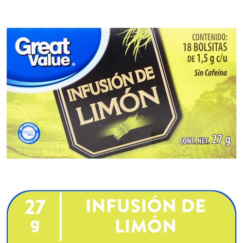 Té zacate de limón Great Value 18 sobres -27 g