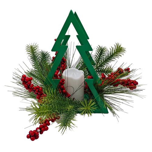 Adorno Holiday Time con vela decorativo