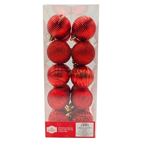 Esferas Holiday Time color rojo -60 mm/ 20 uds